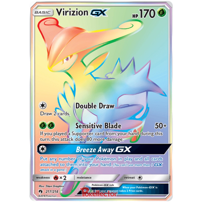 Pokemon Card Lost Thunder 217/214 Virizion GX Hyper Rare *MINT*