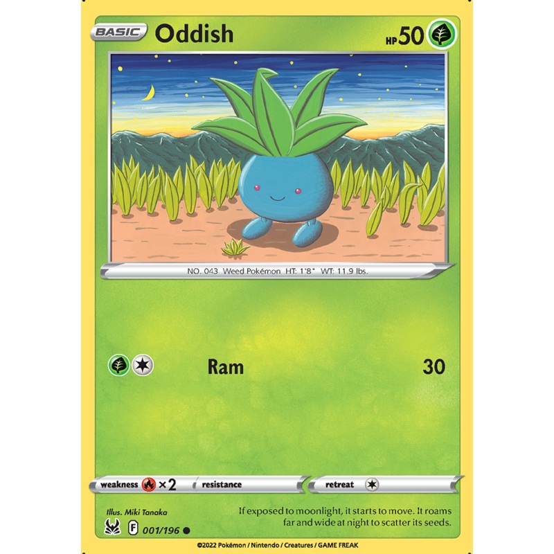 Pokemon Card Lost Origin 001/196 1/196 Oddish Common *MINT*