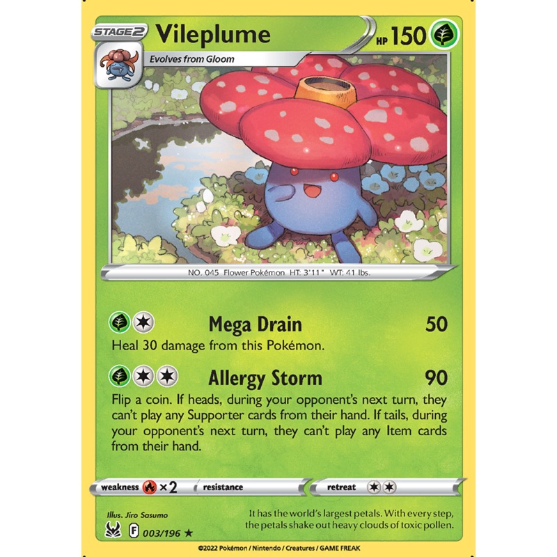 Pokemon Card Lost Origin 003/196 3/196 Vileplume Holo Rare *MINT*
