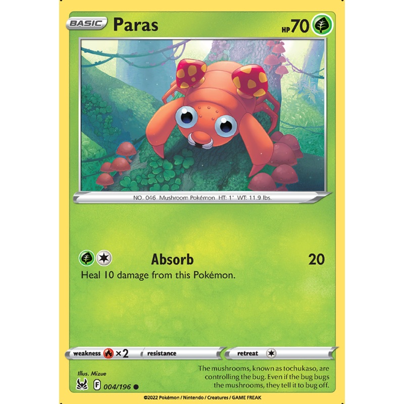 Pokemon Card Lost Origin 004/196 4/196 Paras Common *MINT*