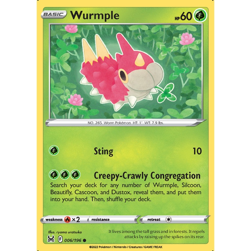 Pokemon Card Lost Origin 006/196 6/196 Wurmple Common *MINT*