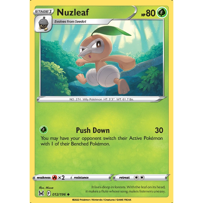 Pokemon Card Lost Origin 012/196 12/196 Nuzleaf Uncommon *MINT*