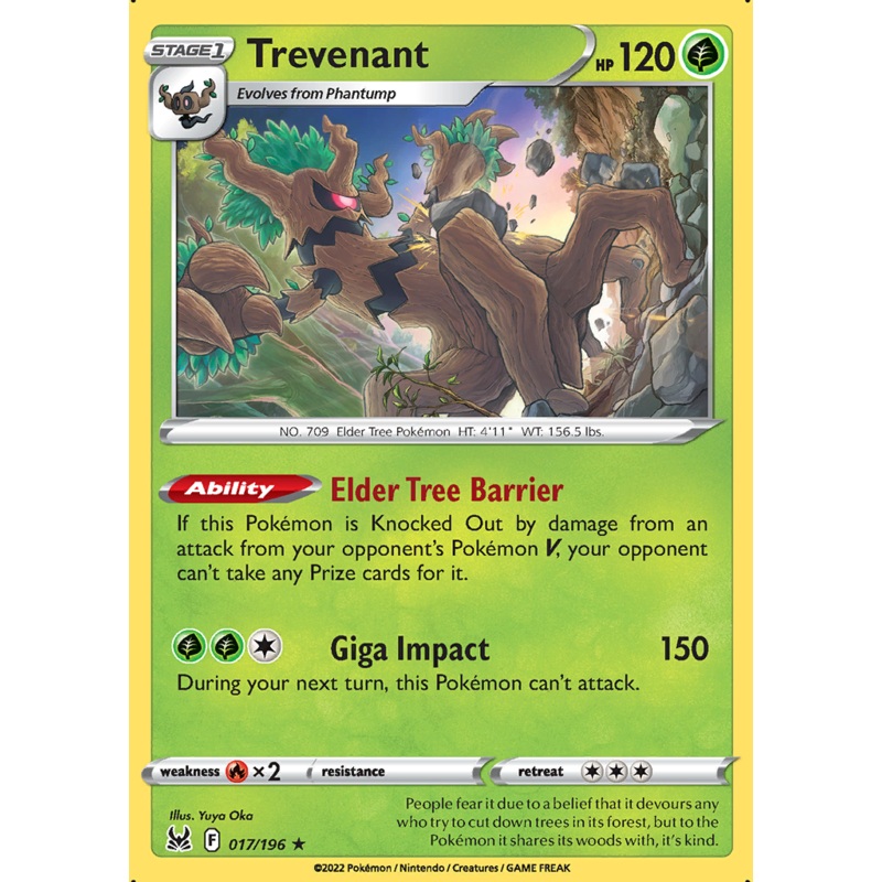 Pokemon Card Lost Origin 017/196 17/196 Trevenant Holo Rare *MINT*