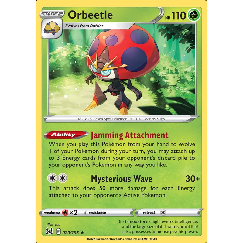 Pokemon Card Lost Origin 020/196 20/196 Orbeetle Holo Rare *MINT*