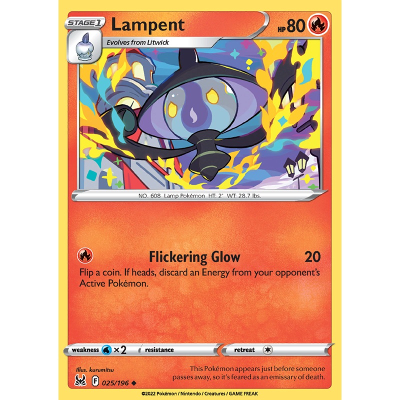 Pokemon Card Lost Origin 025/196 25/196 Lampent Uncommon *MINT*