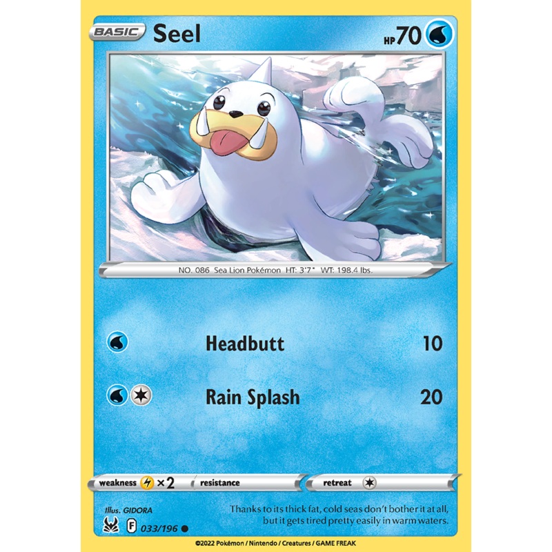 Pokemon Card Lost Origin 033/196 33/196 Seel Common *MINT*
