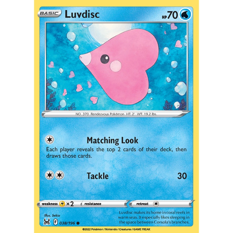 Pokemon Card Lost Origin 038/196 38/196 Luvdisc Common *MINT*