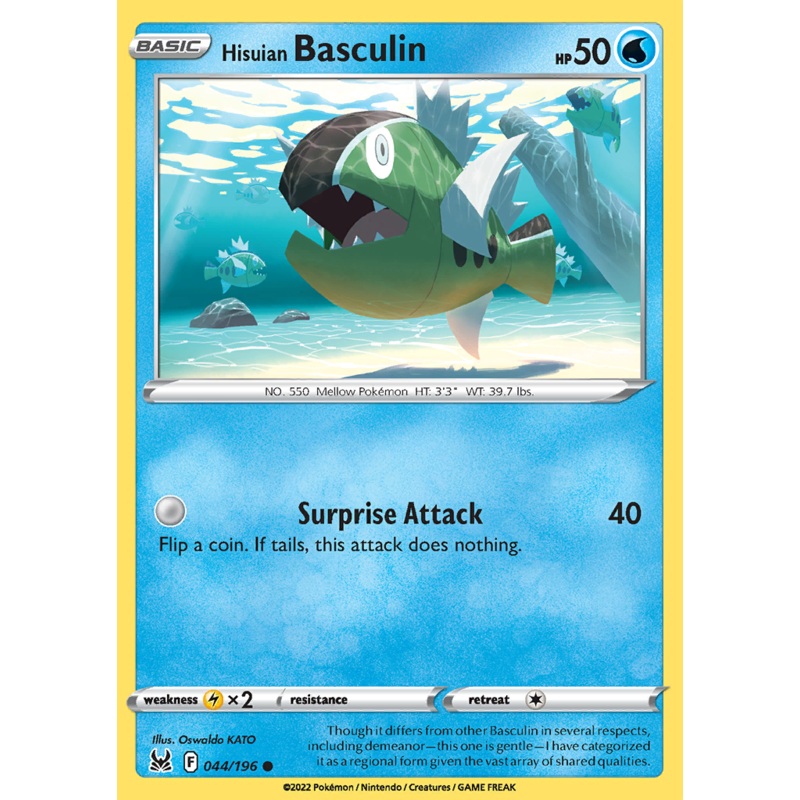 Pokemon Card Lost Origin 044/196 44/196 Hisuian Basculin Common *MINT*