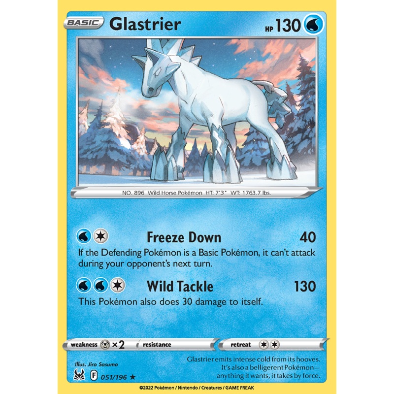 Pokemon Card Lost Origin 051/196 51/196 Glastrier Holo Rare *MINT*
