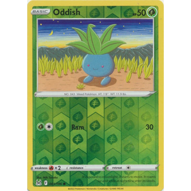 Pokemon Card Lost Origin 001/196 1/196 Oddish Reverse Holo Common *MINT*