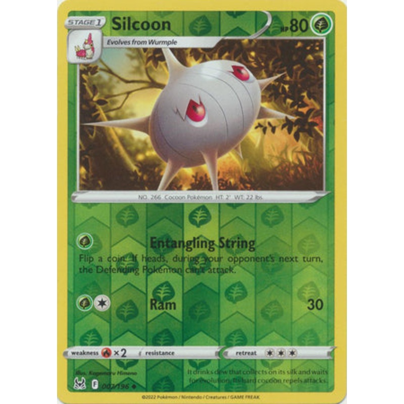 Pokemon Card Lost Origin 007/196 7/196 Silcoon Reverse Holo Uncommon *MINT*