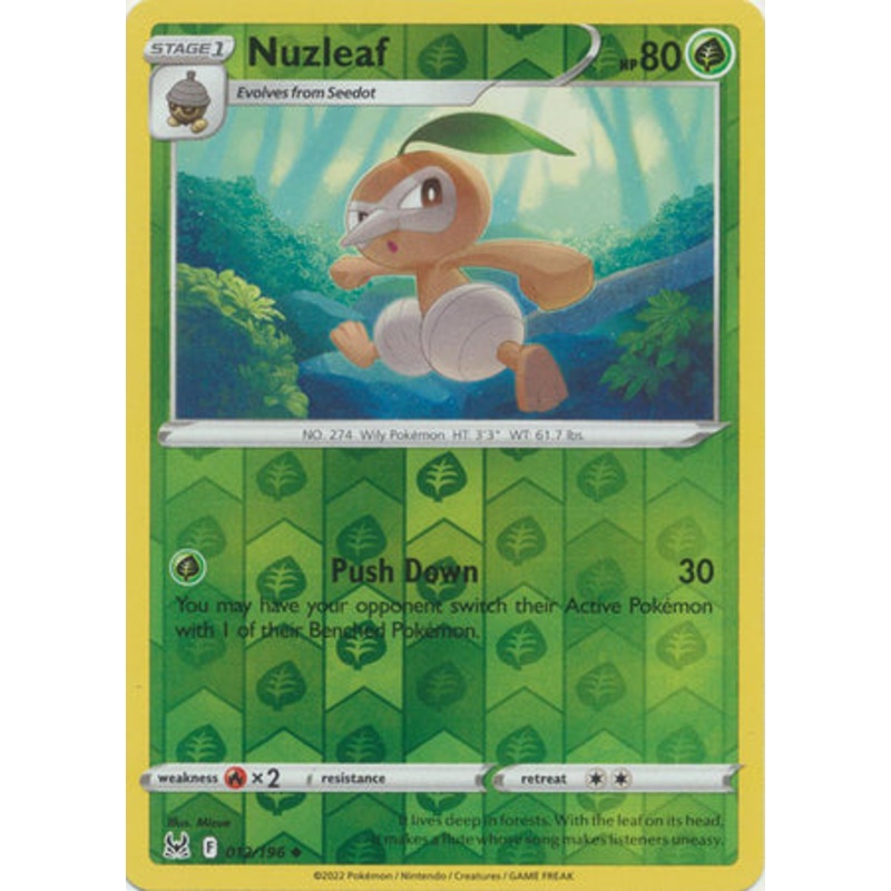 Pokemon Card Lost Origin 012/196 12/196 Nuzleaf Reverse Holo Uncommon *MINT*