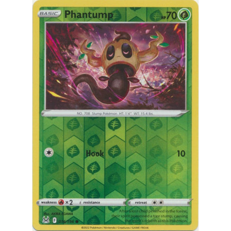 Pokemon Card Lost Origin 016/196 16/196 Phantump Reverse Holo Common *MINT*