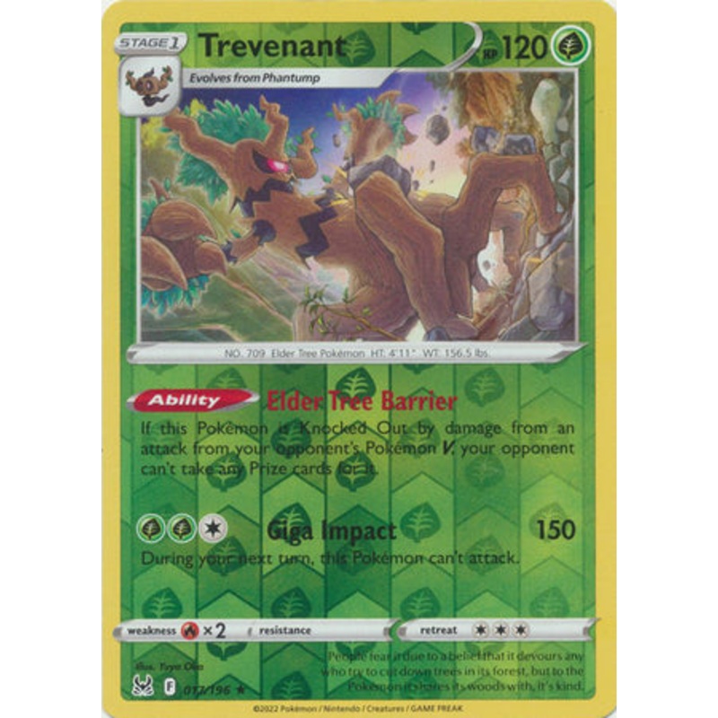Pokemon Card Lost Origin 017/196 17/196 Trevenant Reverse Holo Rare *MINT*