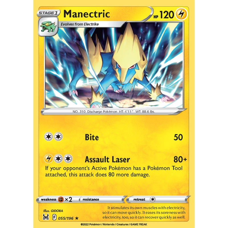 Pokemon Card Lost Origin 055/196 55/196 Manectric Rare *MINT*