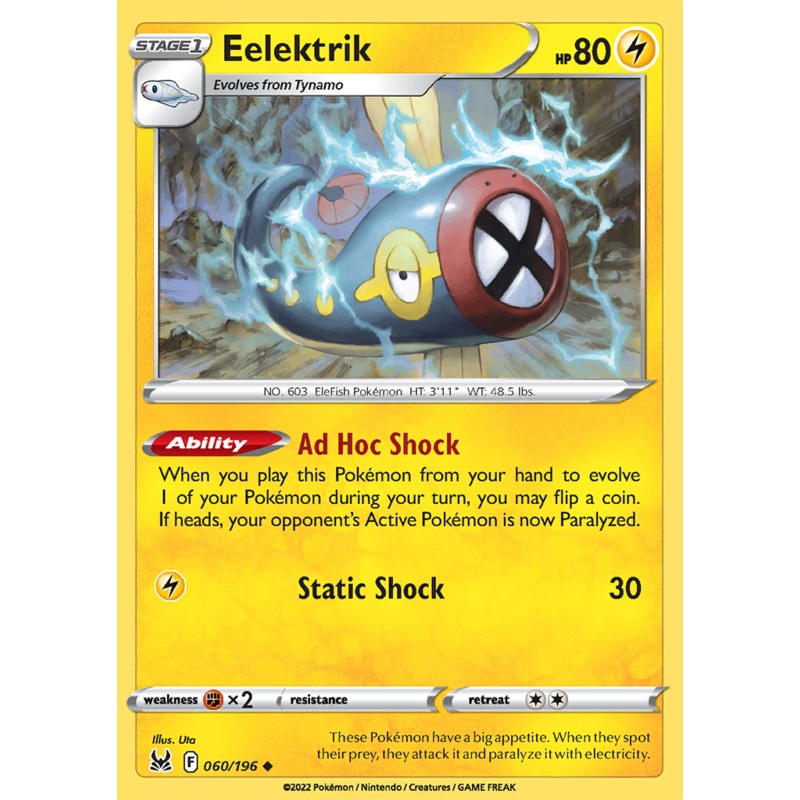 Pokemon Card Lost Origin 060/196 60/196 Eelektrik Uncommon *MINT*