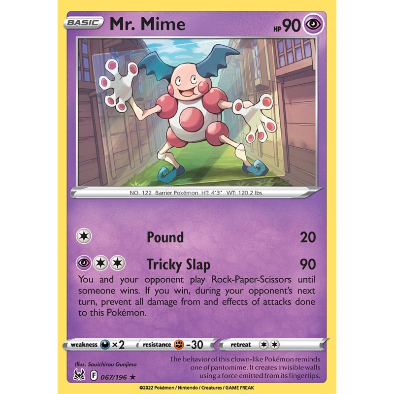 Pokemon Card Lost Origin 067/196 67/196 Mr. Mime Rare *MINT*