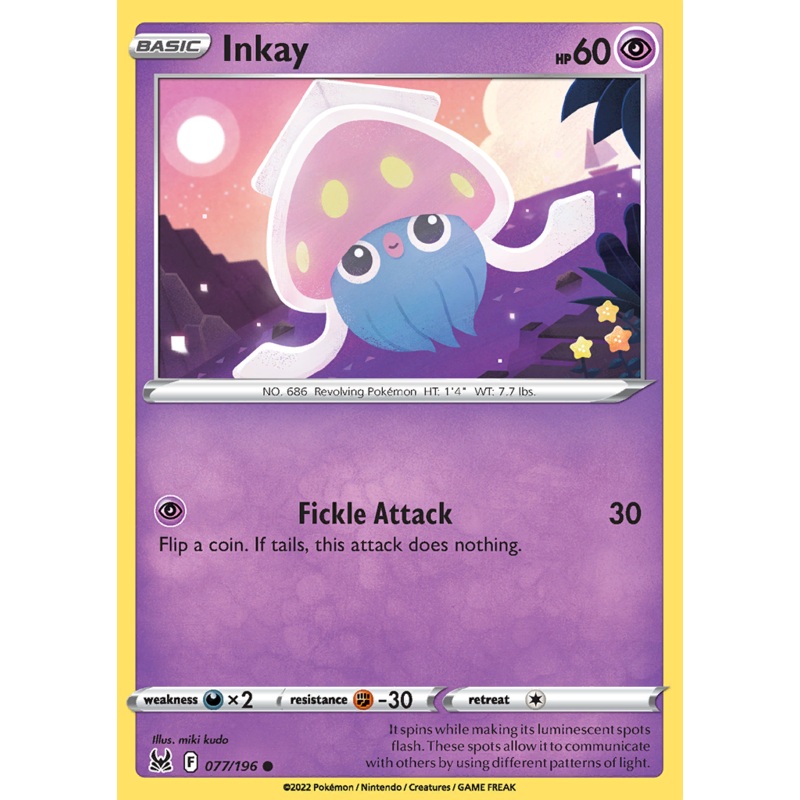 Pokemon Card Lost Origin 077/196 77/196 Inkay Common *MINT*