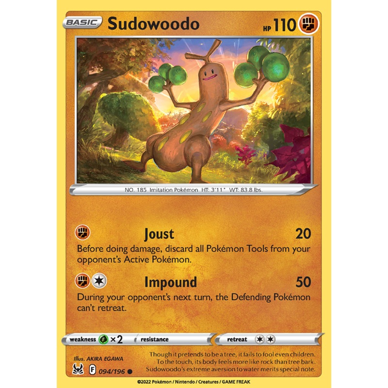 Pokemon Card Lost Origin 094/196 94/196 Sudowoodo Common *MINT*