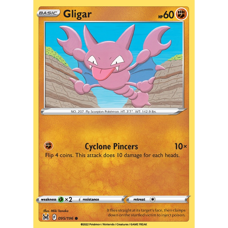 Pokemon Card Lost Origin 095/196 95/196 Gligar Common *MINT*