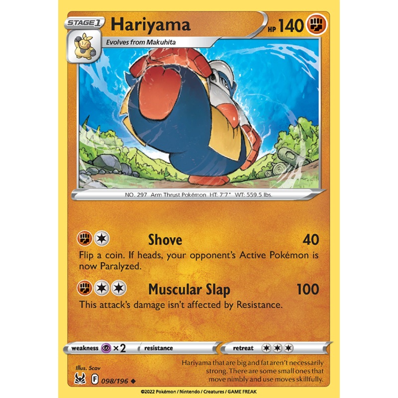 Pokemon Card Lost Origin 098/196 98/196 Hariyama Uncommon *MINT*