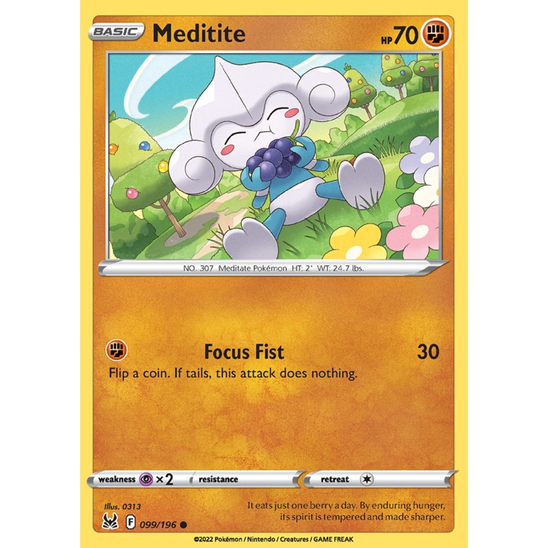 Pokemon Card Lost Origin 099/196 99/196 Meditite Common *MINT*