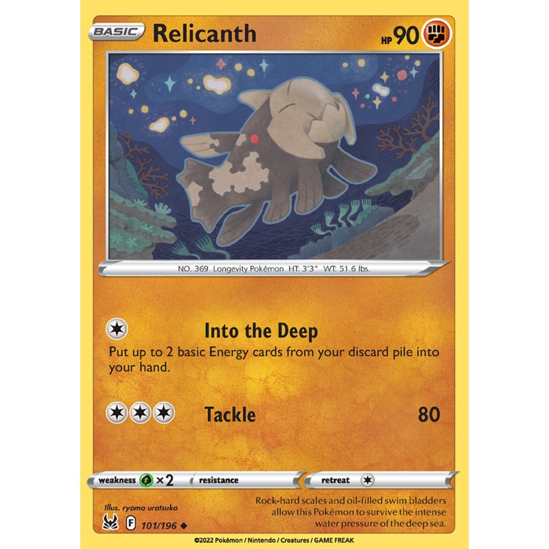 Pokemon Card Lost Origin 101/196 Relicanth Uncommon *MINT*