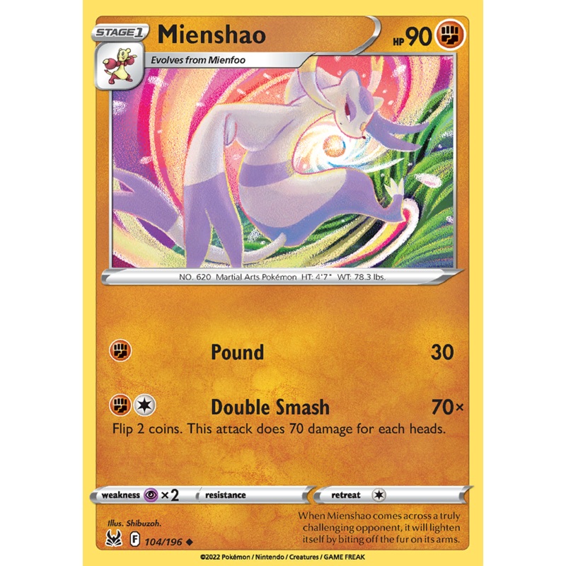 Pokemon Card Lost Origin 104/196 Mienshao Uncommon *MINT*
