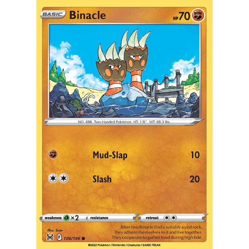 Pokemon Card Lost Origin 106/196 Binacle Common *MINT*
