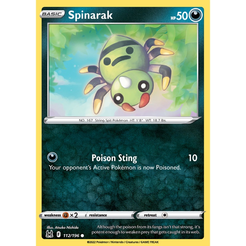 Pokemon Card Lost Origin 112/196 Spinarak Common *MINT*