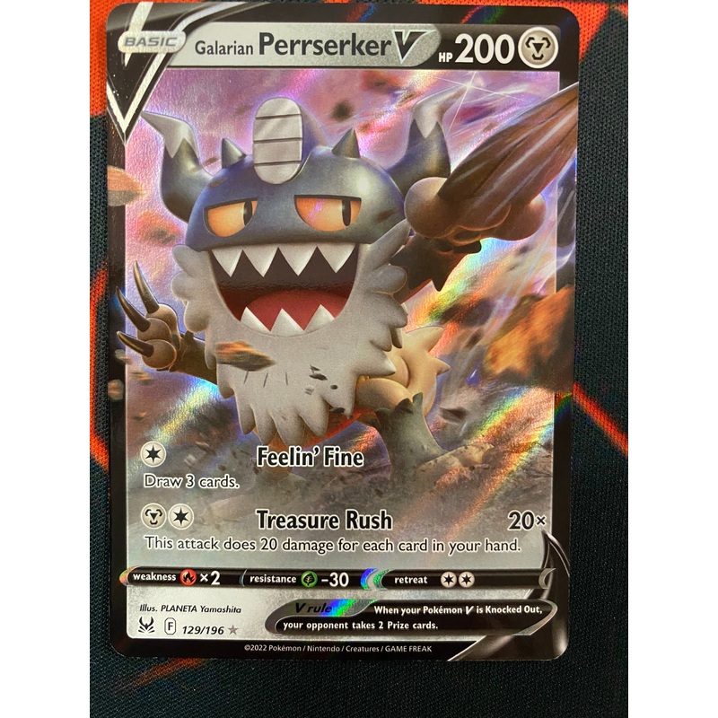 Pokemon Card Lost Origin 129/196 Galarian Perrserker V Ultra Rare *MINT*