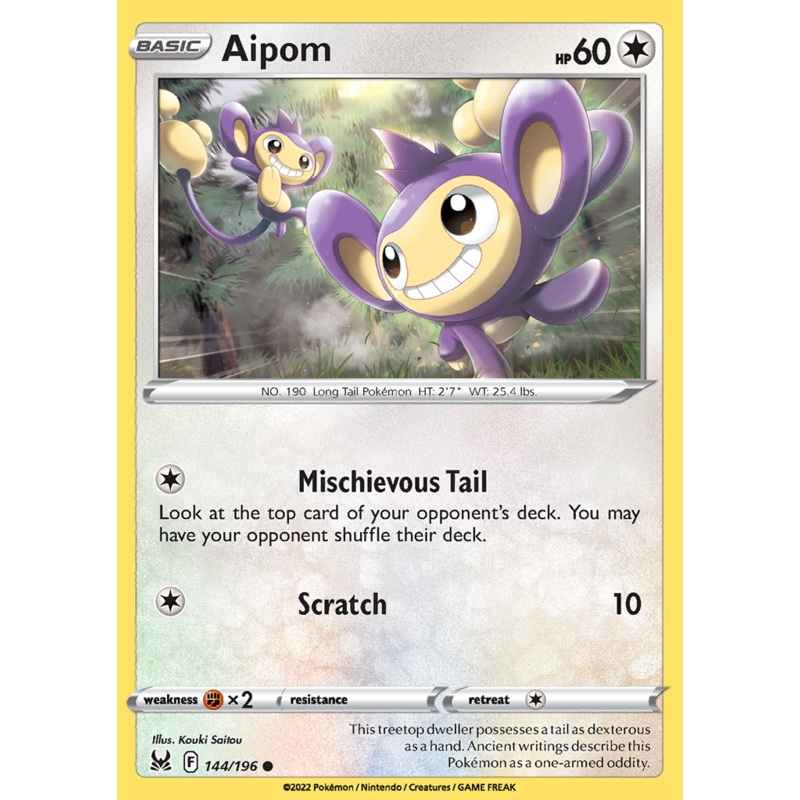 Pokemon Card Lost Origin 144/196 Aipom Common *MINT*