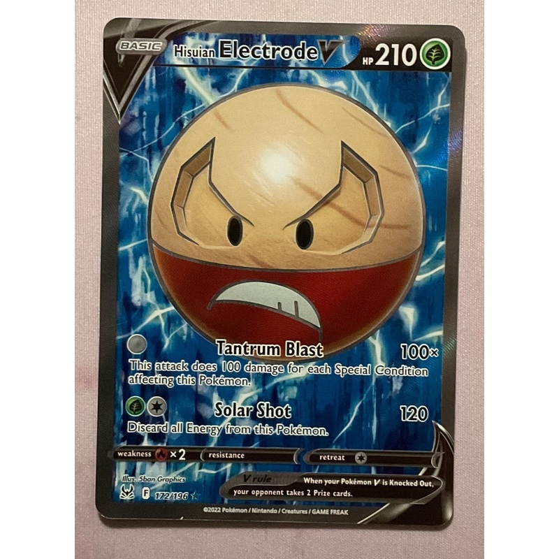 Pokemon Card Lost Origin 172/196 Hisuian Electrode V Full Art *MINT*