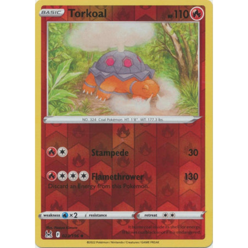 Pokemon Card Lost Origin 023/196 23/196 Torkoal Reverse Holo Uncommon *MINT*