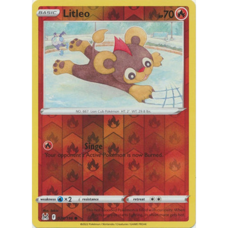 Pokemon Card Lost Origin 028/196 28/196 Litleo Reverse Holo Common *MINT*