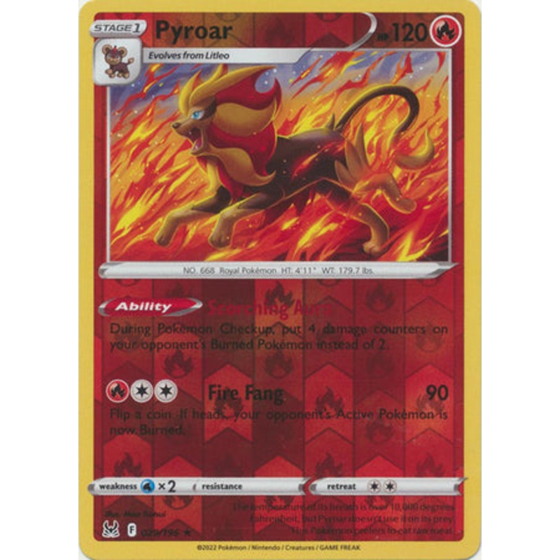 Pokemon Card Lost Origin 029/196 29/196 Pyroar Reverse Holo Rare *MINT*