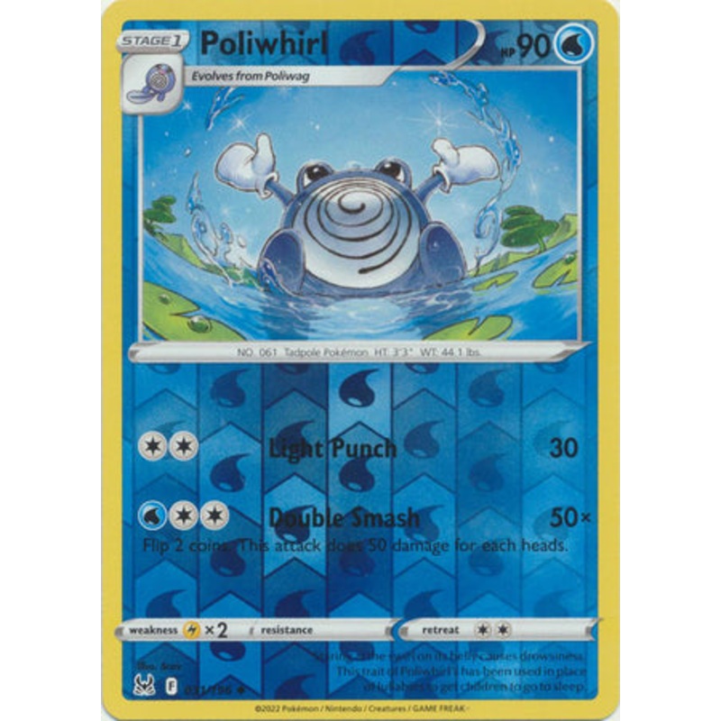 Pokemon Card Lost Origin 031/196 31/196 Poliwhirl Reverse Holo Uncommon *MINT*