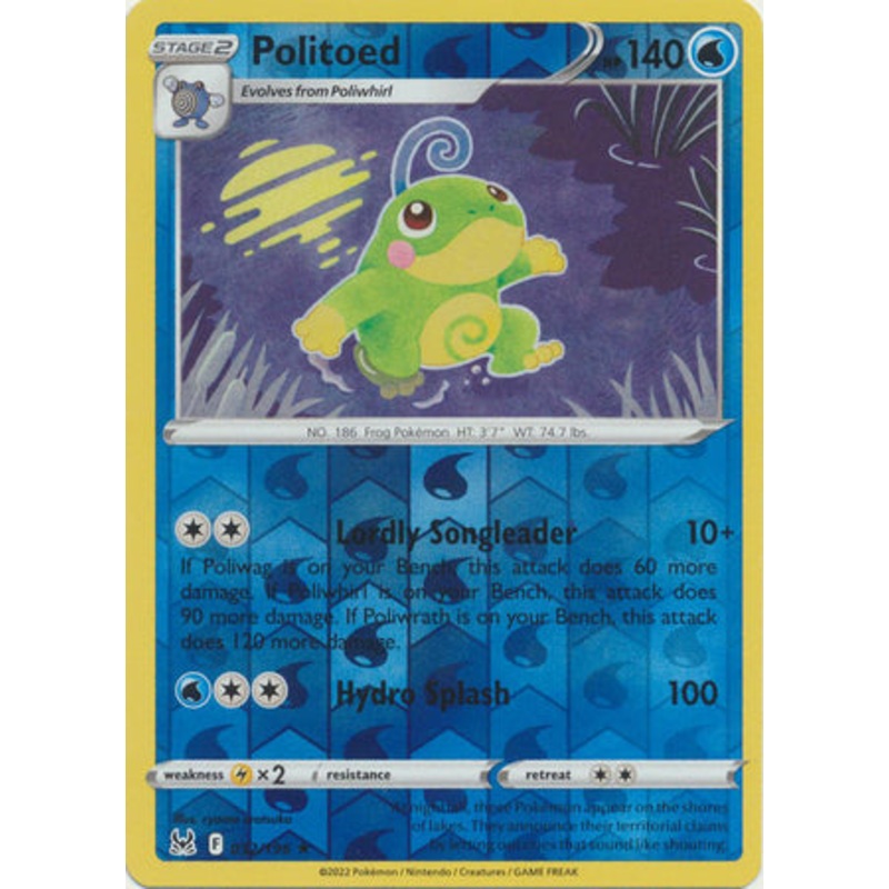 Pokemon Card Lost Origin 032/196 32/196 Politoed Reverse Holo Rare *MINT*