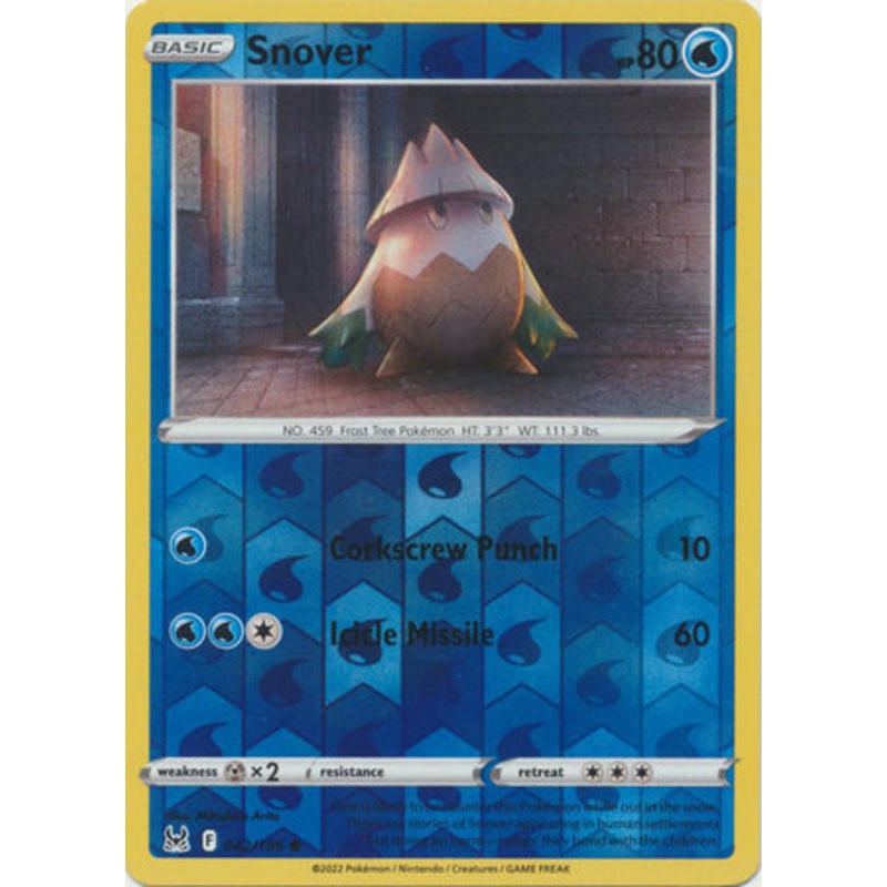 Pokemon Card Lost Origin 042/196 42/196 Snover Reverse Holo Common *MINT*