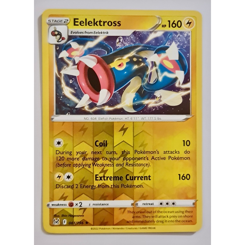 Pokemon Card Lost Origin 061/196 61/196 Eelektross Reverse Holo Rare *MINT*