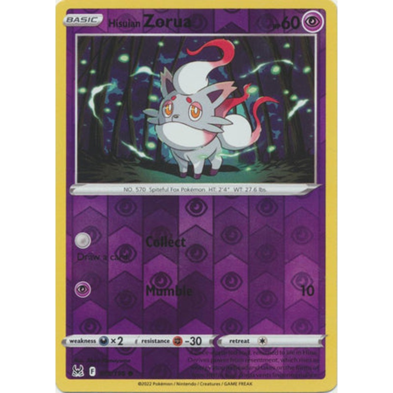 Pokemon Card Lost Origin 075/196 75/196 Hisuian Zorua Reverse Holo Common *MINT*