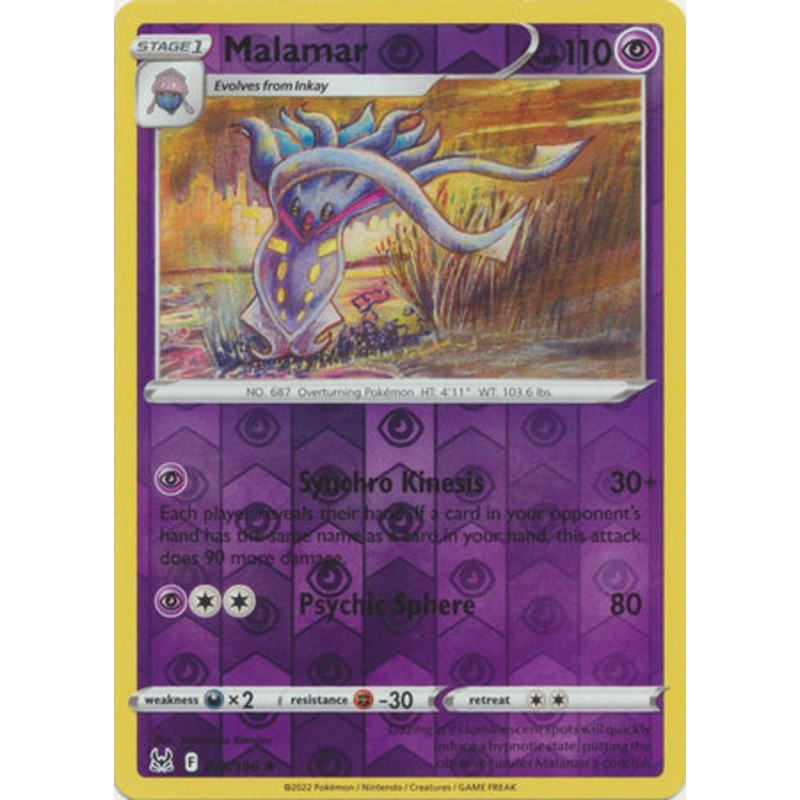 Pokemon Card Lost Origin 078/196 78/196 Malamar Reverse Holo Rare *MINT*
