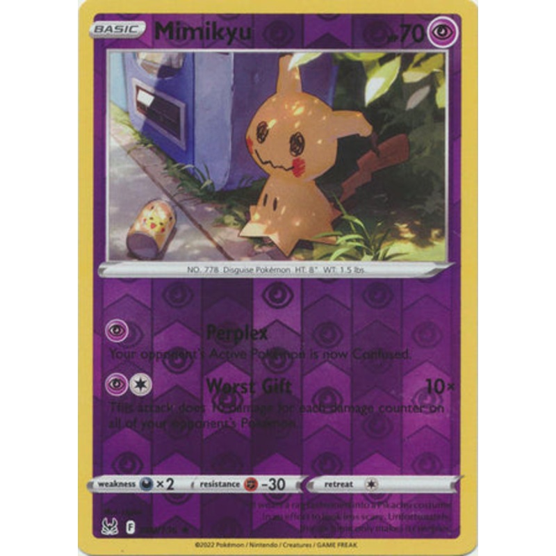 Pokemon Card Lost Origin 080/196 80/196 Mimikyu Reverse Holo Rare *MINT*