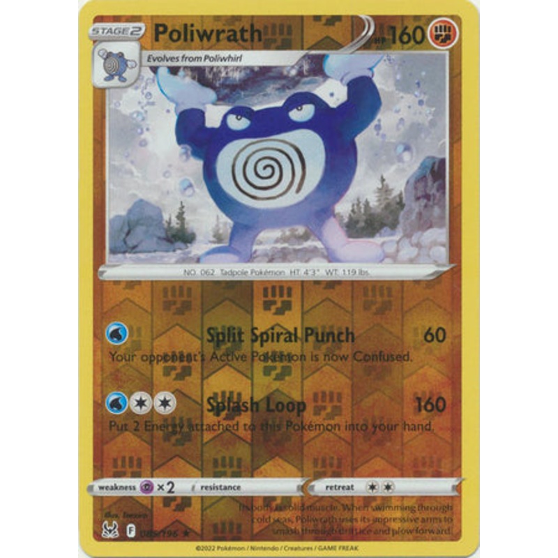 Pokemon Card Lost Origin 085/196 85/196 Poliwrath Reverse Holo Rare *MINT*