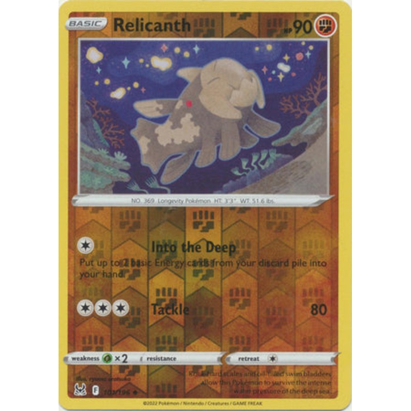 Pokemon Card Lost Origin 101/196 Relicanth Reverse Holo Uncommon *MINT*