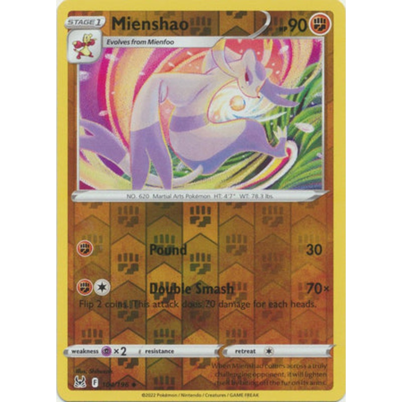 Pokemon Card Lost Origin 104/196 Mienshao Reverse Holo Uncommon *MINT*
