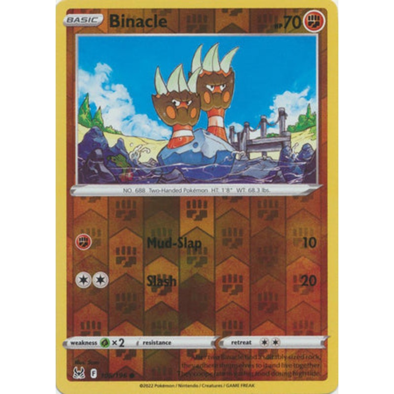 Pokemon Card Lost Origin 106/196 Binacle Reverse Holo Common *MINT*