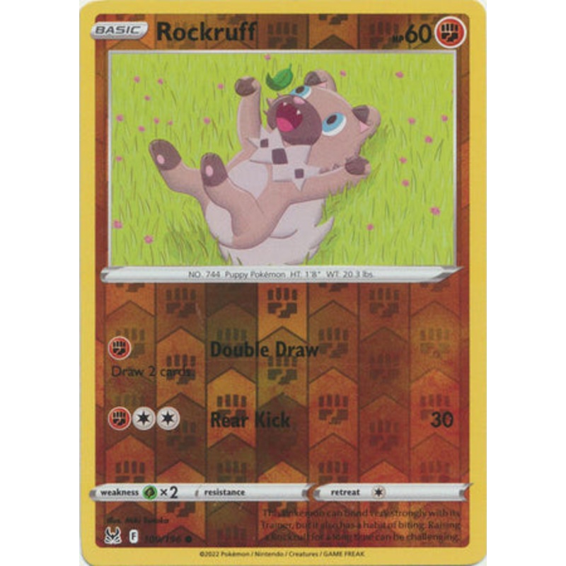 Pokemon Card Lost Origin 109/196 Rockruff Reverse Holo Common *MINT*