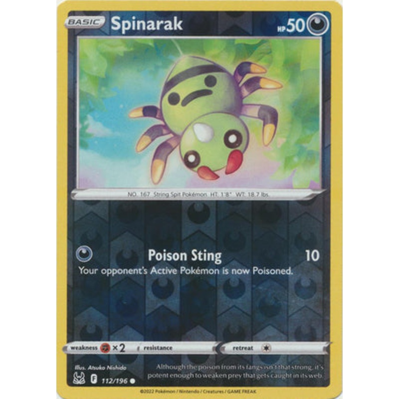 Pokemon Card Lost Origin 112/196 Spinarak Reverse Holo Common *MINT*