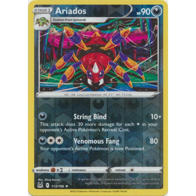 Pokemon Card Lost Origin 113/196 Ariados Reverse Holo Rare *MINT*